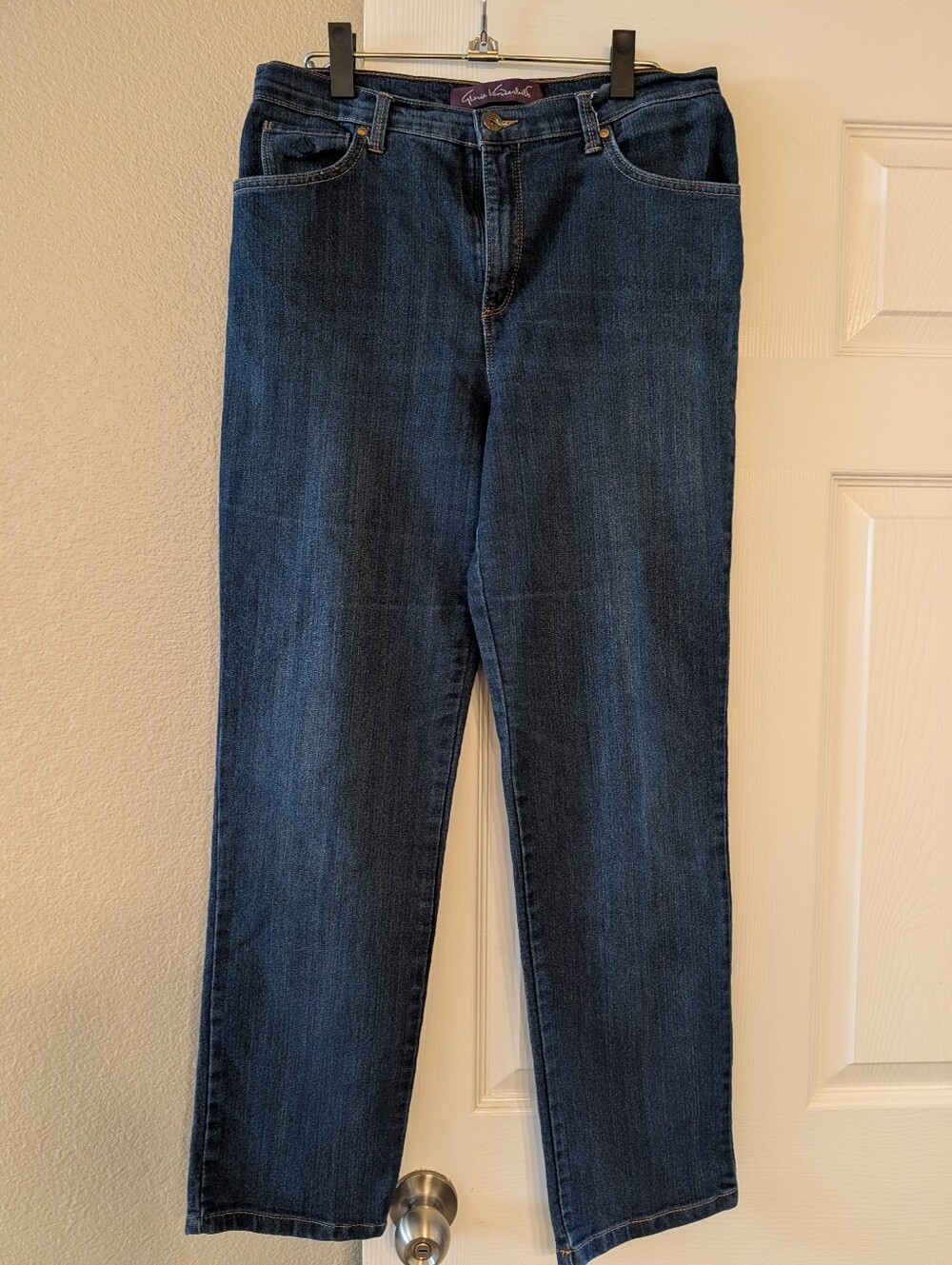 Gloria Vanderbilt Amanda Classic High Rise Tapered Jeans Dark Wash Denim 10